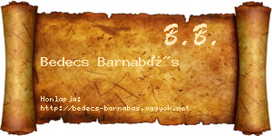 Bedecs Barnabás névjegykártya